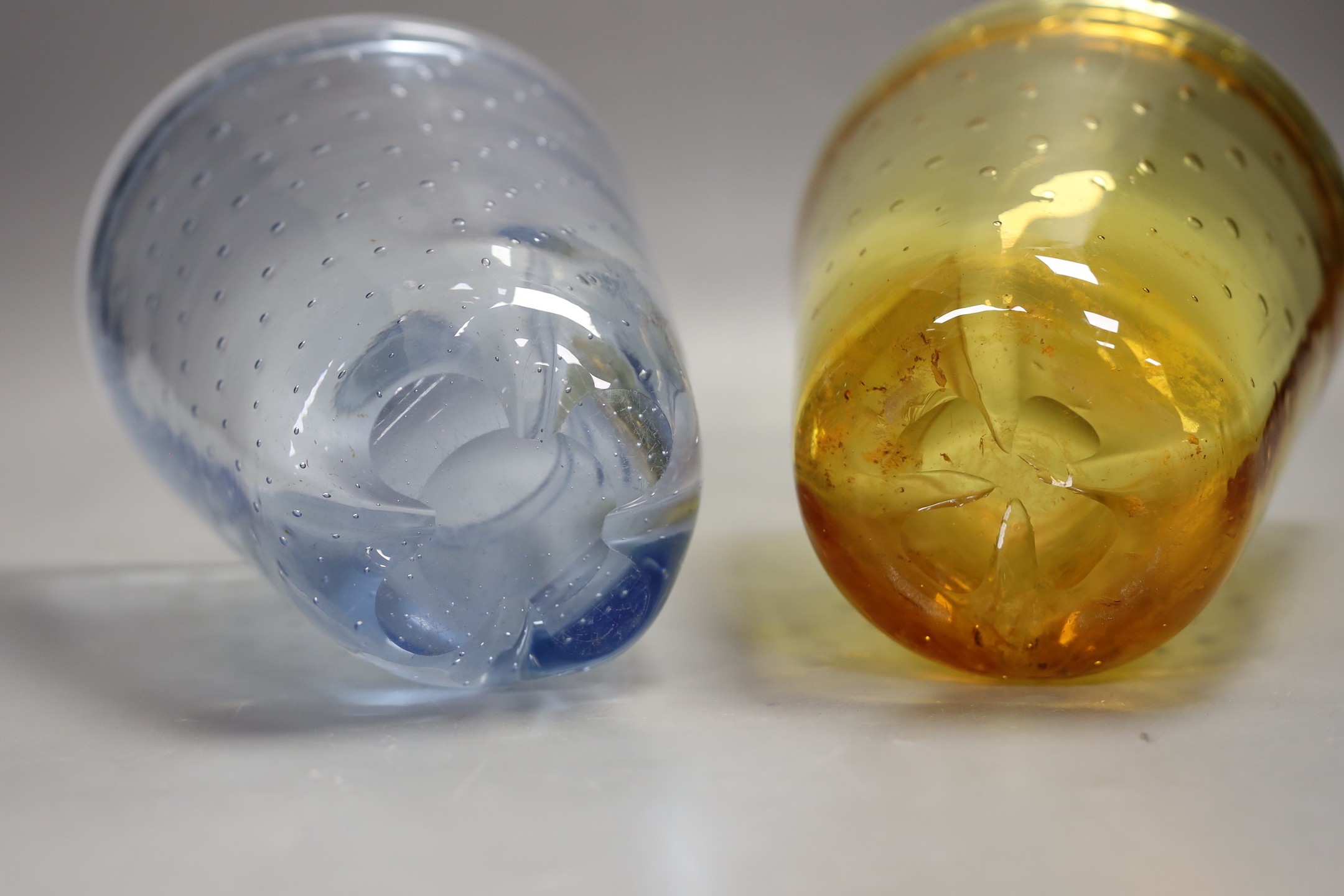 Two bubble suffused glass vases, probably Whitefriars, 18cms high